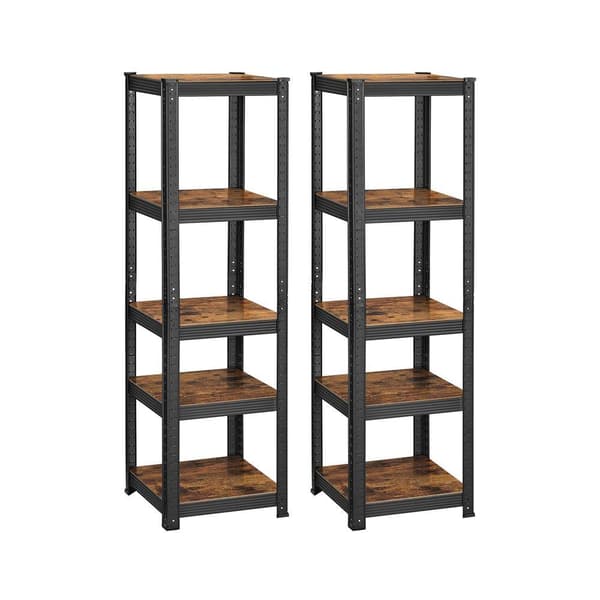 Rootz opbevaringshylder - opbevaringshylder - kraftige hylder - sæt med 2 opbevaringshylder - kraftige opbevaringshylder - med 5 hylder - vintage brun