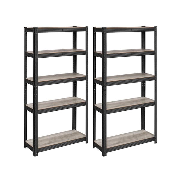 Rootz Opbevaringsstativ - Sæt med 2 Opbevaringsreoler - Industrielle Opbevaringsreoler - Stål Opbevaringsstativ - Natursort - 30 x 75 x 150 cm