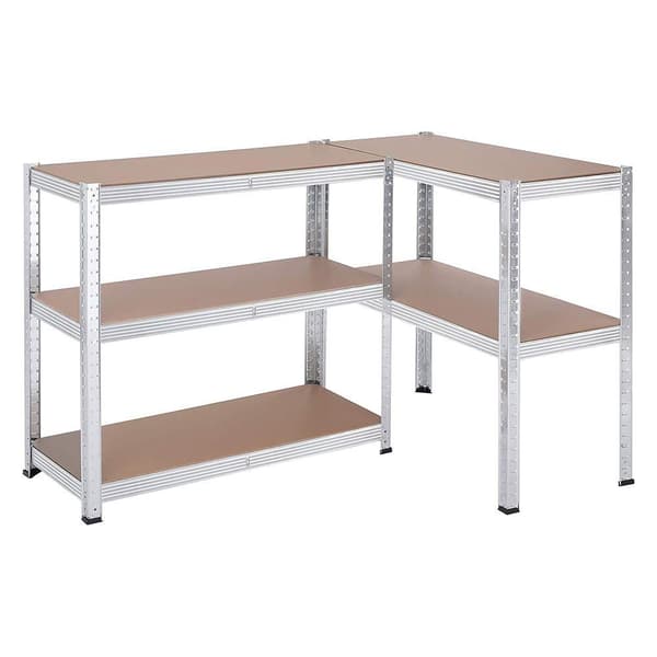 Rootz Opbevaringsstativ - Sæt med 2 Opbevaringsstativ - Stående hylde - Metalhylde - 5 hylder Opbevaringsstativ - Fritstående reol - Stål/E1 MDF - Søl