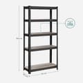 Miniatyrbillede 3 af 7: Rootz opbevaringsstativ - opbevaringshylder - kraftige reoler - 5 niveauer opbevaringsstativ - metalopbevaringshylder - sort - 150 x 75 x 30 cm