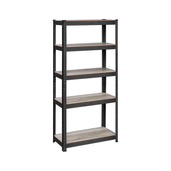 Rootz opbevaringsstativ - opbevaringshylder - kraftige reoler - 5 niveauer opbevaringsstativ - metalopbevaringshylder - sort - 150 x 75 x 30 cm