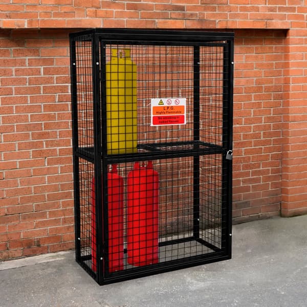 Gas Bottle Cage 184 x 116 x 57cm Collapsible Cylinder Storage Galvanised Steel 3mm Wire Thickness 6 x 19kg / 2 x 47kg Propane Bottles Removable Shelf