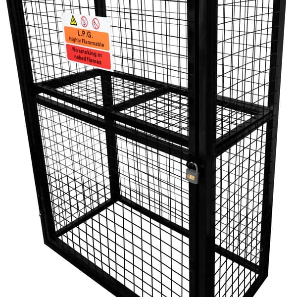 Gas Bottle Cage 184 x 116 x 57cm Collapsible Cylinder Storage Galvanised Steel 3mm Wire Thickness 6 x 19kg / 2 x 47kg Propane Bottles Removable Shelf