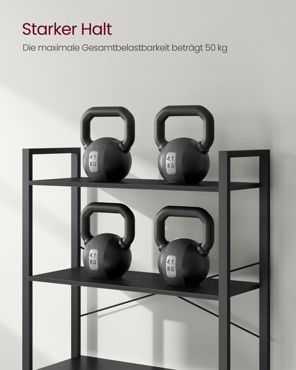 Kirjahylly-6 tasot-teollisuussuunnittelu-ebony-zwart-inktzwart