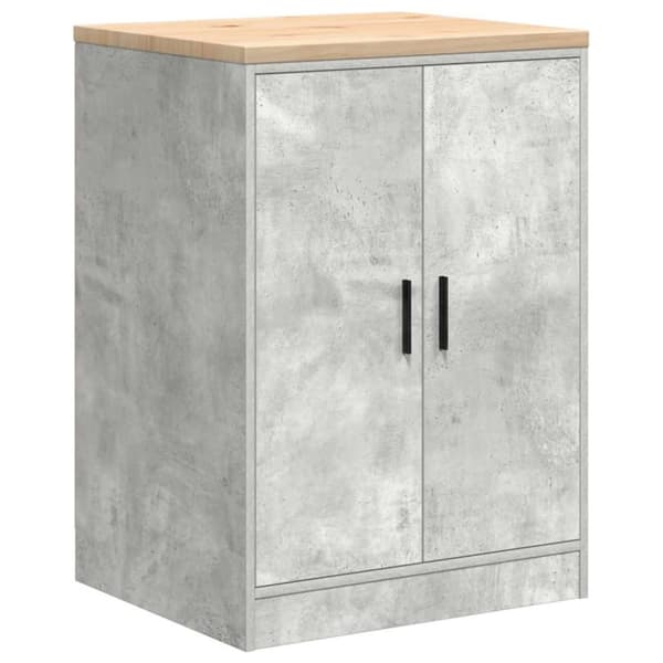 Förvaringsskåp för garage Betonggrå 60x51x85cm massivt trä furu