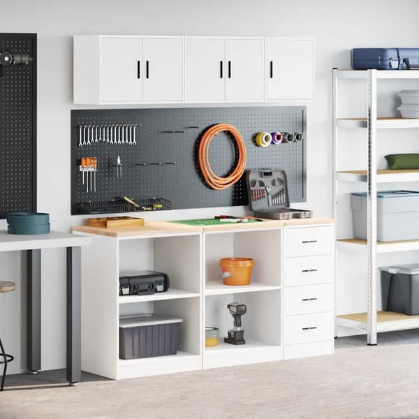 Garageskåp 6 delar vitt konstruerat trä