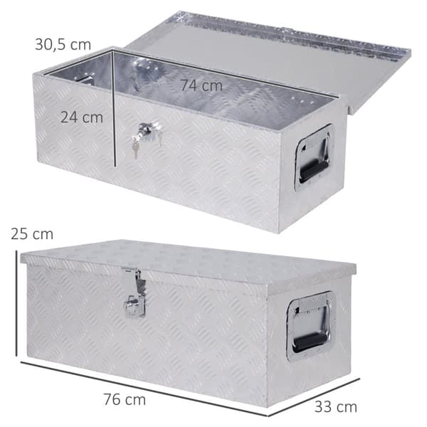 Verktygslåda, 76x33x25 cm, Silver