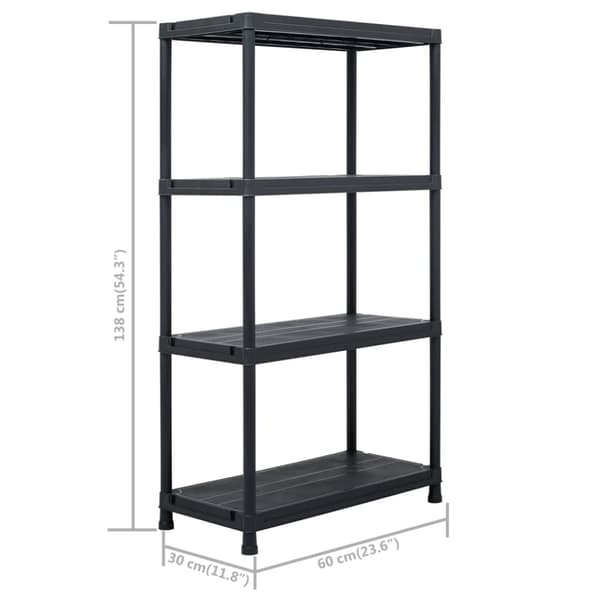 vidaXL Oppbevaringshylle 5 stk svart 60x30x138 cm plast