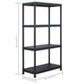 Miniatyrbilde 9 av 9: vidaXL Oppbevaringshylle 5 stk svart 60x30x138 cm plast