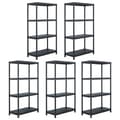 Miniatyrbilde 1 av 9: vidaXL Oppbevaringshylle 5 stk svart 60x30x138 cm plast