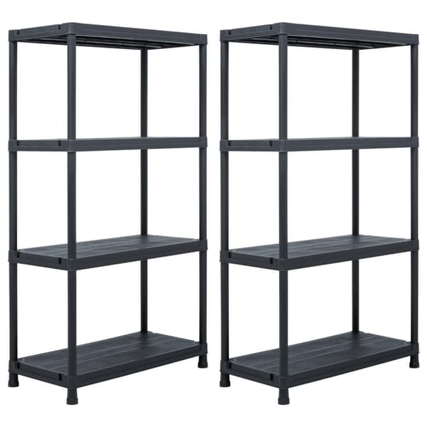 vidaXL Oppbevaringshylle 2 stk svart 60x30x138 cm plast