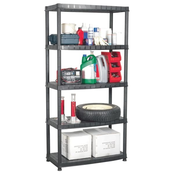 vidaXL Oppbevaringshylle 5 nivåer svart 91,5x45,7x185 cm plast