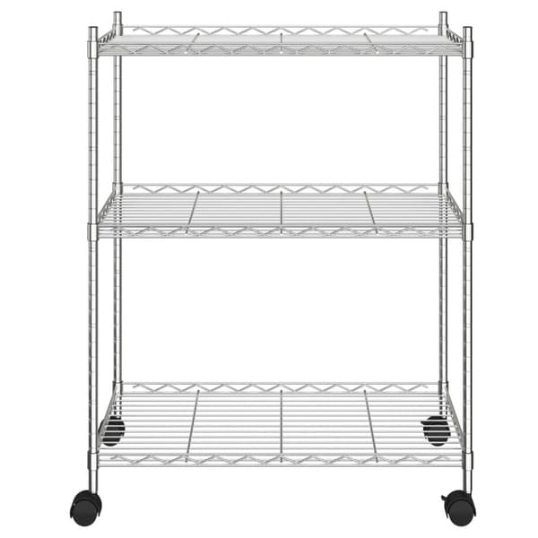 vidaXL opbevaringsstativ med 3 hylder og hjul 60x35x81 cm 150 kg krom