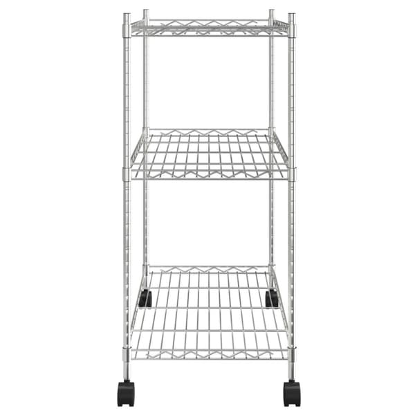 vidaXL opbevaringsstativ med 3 hylder og hjul 60x35x81 cm 150 kg krom