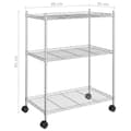 Miniatyrbillede 7 af 7: vidaXL opbevaringsstativ med 3 hylder og hjul 60x35x81 cm 150 kg krom
