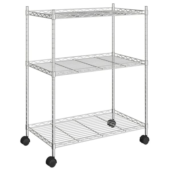 vidaXL opbevaringsstativ med 3 hylder og hjul 60x35x81 cm 150 kg krom