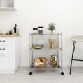 Miniatyrbillede 1 af 7: vidaXL opbevaringsstativ med 3 hylder og hjul 60x35x81 cm 150 kg krom