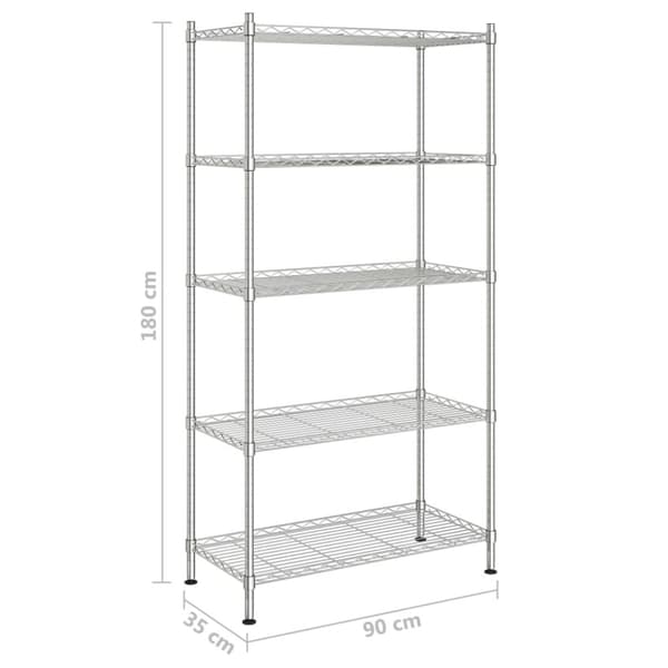 vidaXL opbevaringsstativ med 5 hylder 90x35x180 cm 250 kg krom