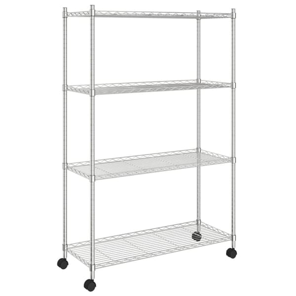 vidaXL opbevaringsstativ med hjul 90x35x142 cm 200 kg 4 niveauer krom