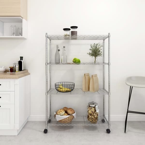 vidaXL opbevaringsstativ med hjul 90x35x142 cm 200 kg 4 niveauer krom