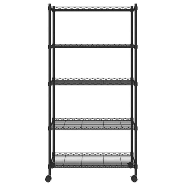 vidaXL Oppbevaringshylle 5 etasjer med hjul 75x35x155 cm svart 250 kg