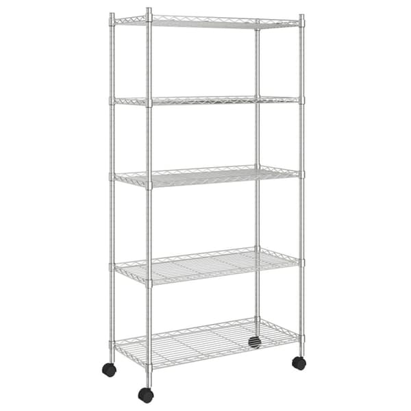 vidaXL Oppbevaringshylle 5 etasjer med hjul 75x35x155 cm krom 250 kg