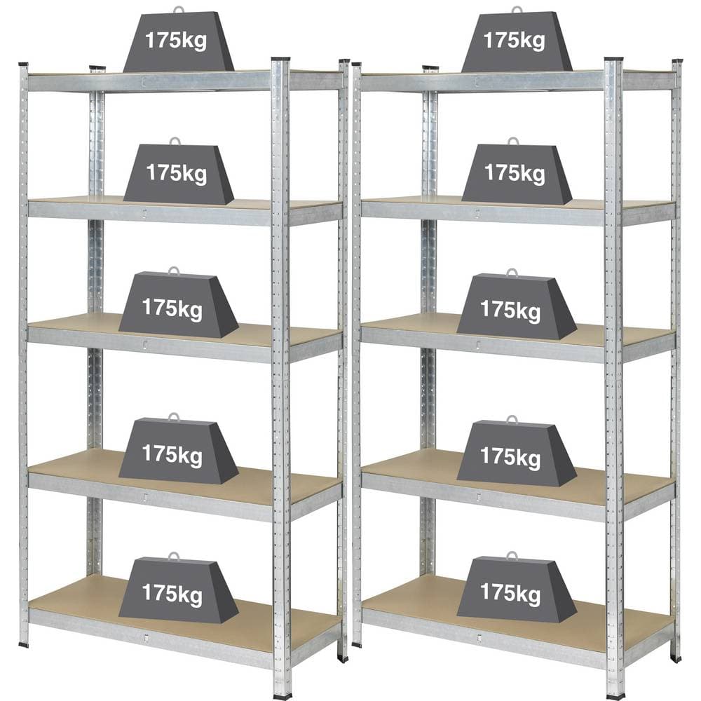 TOOLCRAFT 1897698x2 Lagerhylla 175 kg (B x H x D) 90 x 180 x 40 cm Metall, MDF Förzinkat, Silver Trägolv