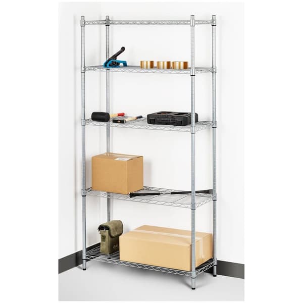 Royal Catering Förvaringshylla i metall - 35 x 90 x 180 cm - grå