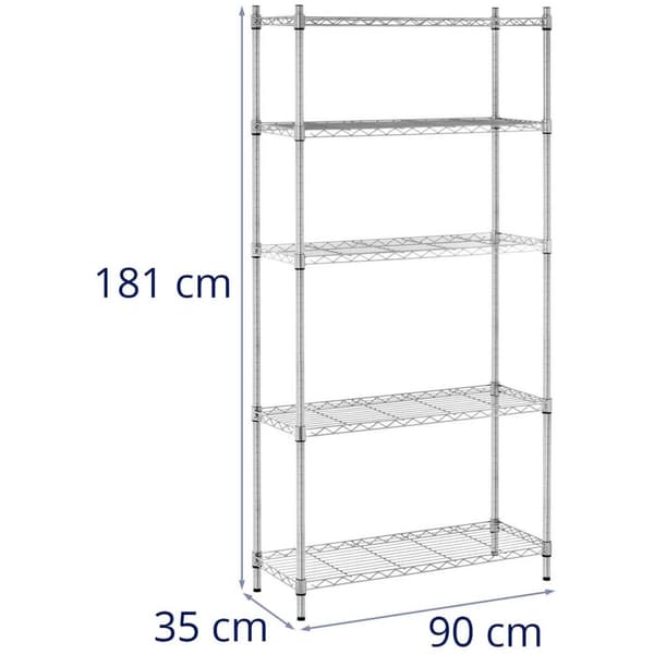 Royal Catering Förvaringshylla i metall - 35 x 90 x 180 cm - grå