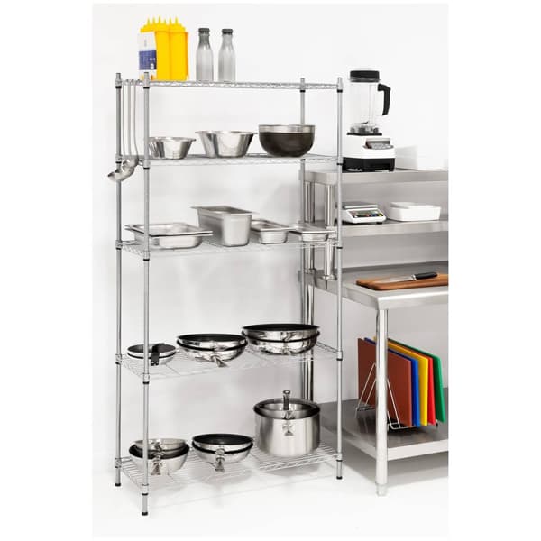 Royal Catering Förvaringshylla i metall - 35 x 90 x 180 cm - grå