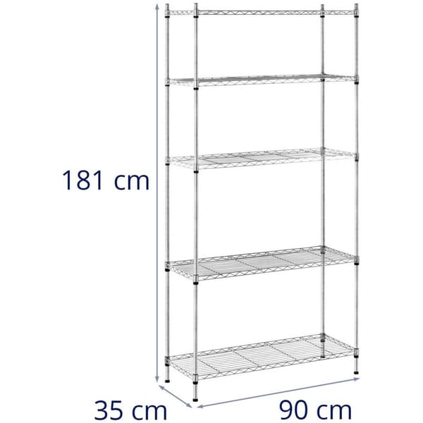 Royal Catering Förvaringshylla i metall - 35 x 90 x 180 cm - grå