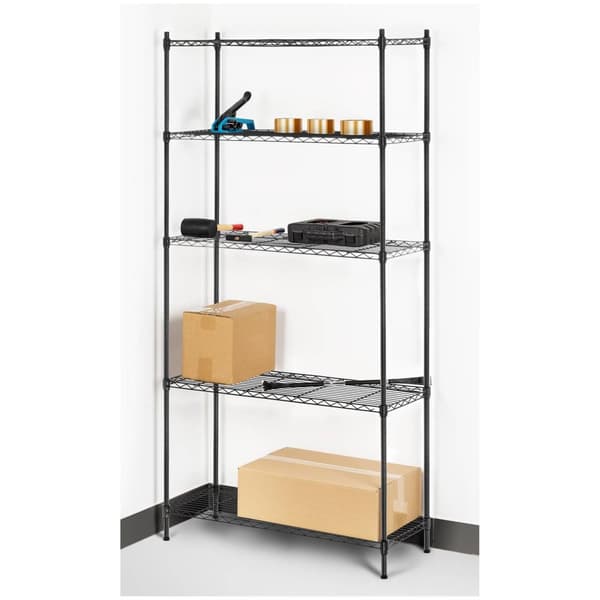 Royal Catering Förvaringshylla i metall - 35 x 90 x 180 cm - svart