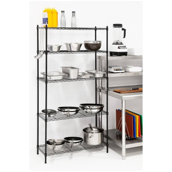 Royal Catering Förvaringshylla i metall - 35 x 90 x 180 cm - svart