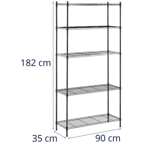 Royal Catering Förvaringshylla i metall - 35 x 90 x 180 cm - svart
