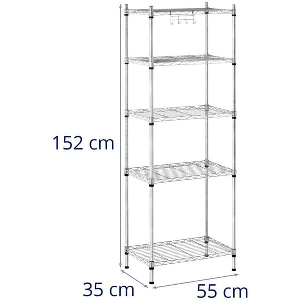 Royal Catering Förvaringshylla i metall - 35 x 55 x 150 cm - grå