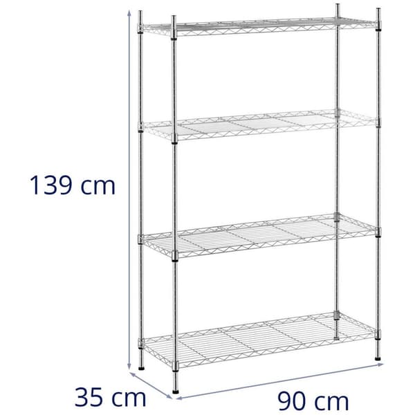 Royal Catering Förvaringshylla i metall - 35 x 90 x 137 cm - krom