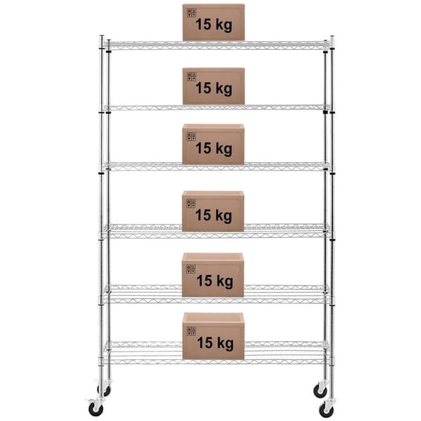 Royal Catering Förvaringshylla i metall - 120 x 45 x 189 cm - 90 kg - 4 hjul - royal_catering