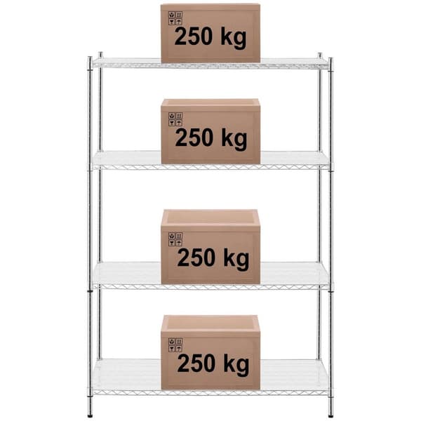 Royal Catering Förvaringshylla i metall - 120 x 60 x 180 - 1000 kg - Inkl. plastmattor