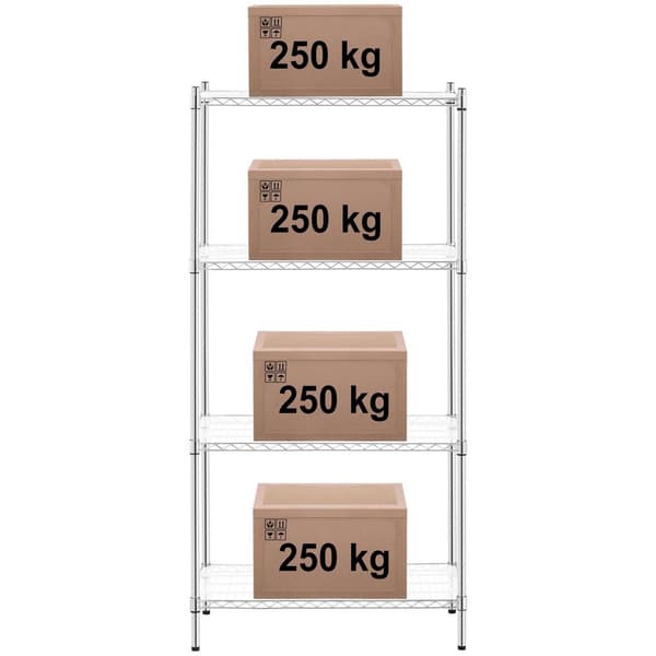 Royal Catering Förvaringshylla i metall - 90 x 45 x 180 cm - 1000 kg - Med mattor
