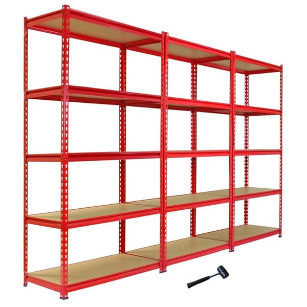 Monster Racking Z-Rax Extra Strong Steel Shelves, Red, 90cm W, 45cm D 3 st
