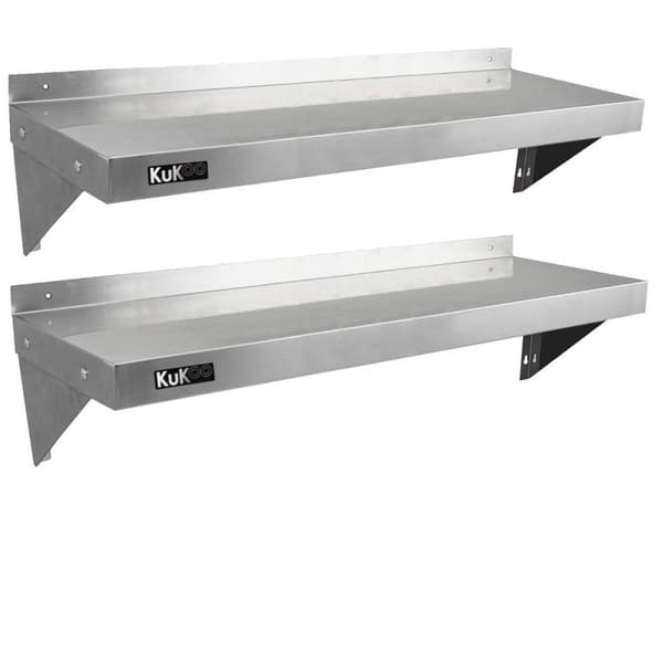 2 x Kommercielle hylder i rustfrit stål 900 - 1940mm
