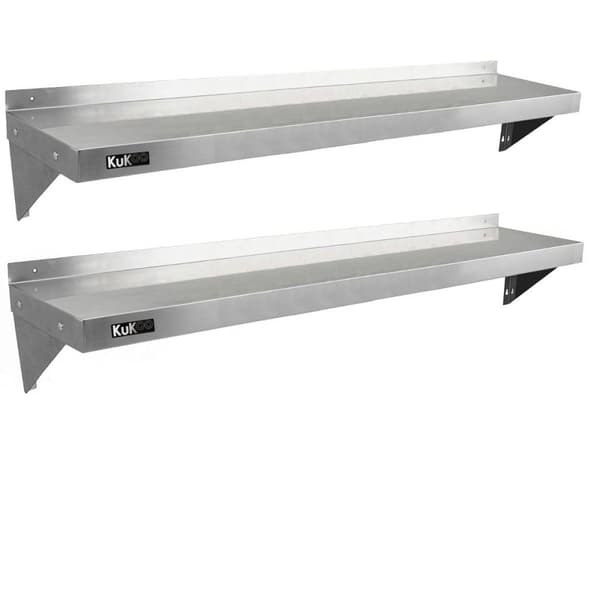 2 x Kommercielle hylder i rustfrit stål 900 - 1940mm