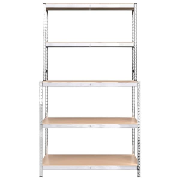 vidaXL Arbetsbord med 5 hyllor silver stål och konstruerat trä
