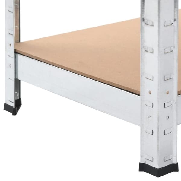 vidaXL Arbetsbord med 5 hyllor silver stål och konstruerat trä
