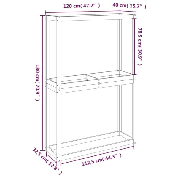 vidaXL dækreol 120x40x180 cm massivt fyrretræ