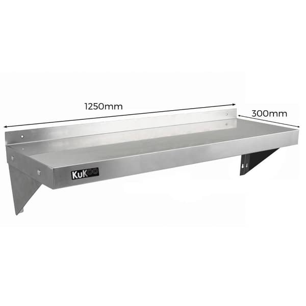 5ft Stainless Steel Catering Bench & 2 Wall Mounted Shelves Commercial Kitchen Work Prep Table Worktop Backsplash 2 Tier Adjustable Heavy Duty