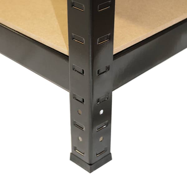 5 x Sorte Hyldenheder Robust Stål 150 kg Vægtkapacitet Garagehylder Opbevaring Lagerhylder Lager Værksted Boltløst Hyldesystem 75 cm x 150 cm x 30 cm