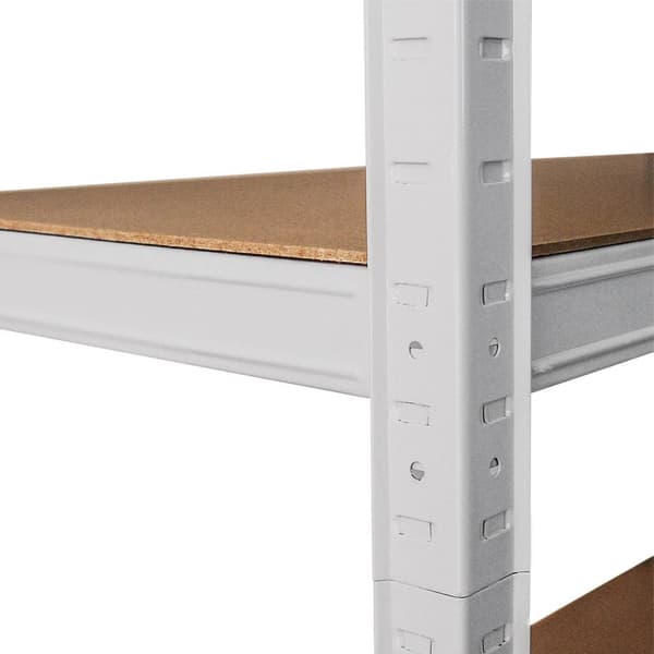 2 x E-Rax White Shelving Units 90x40x180 Practical and Durable Galvanised Steel for Garages and Workshops Capacity 200 kg/shelf 100% Boltless Assembly