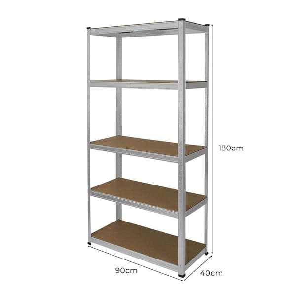 E-Rax reoler 90x40x180 Praktisk og holdbart galvaniseret stål til garager og værksteder - Kapacitet 200 kg/hylde - 100 % boltløs montage