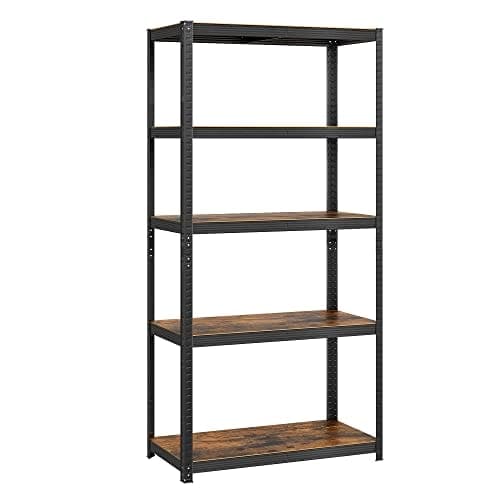 SONGMICS Hyllenhet, 40 x 90 x 180 cm, 875 kg Lastkapacitet Rustik Brun och Svart